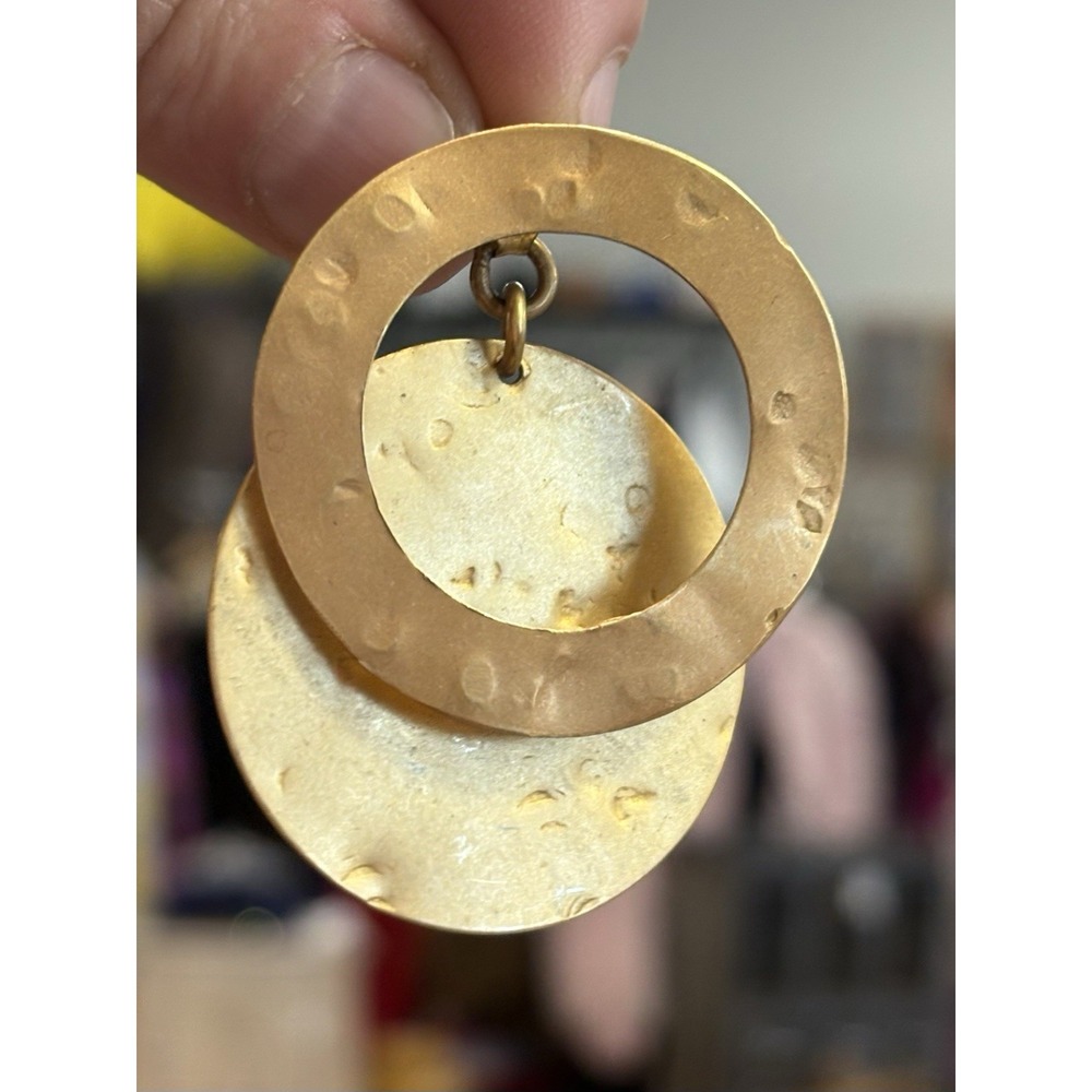 Vintage MARTHA STURDY Gold Tone Unique Handmade Pierced Earrings Brutalist